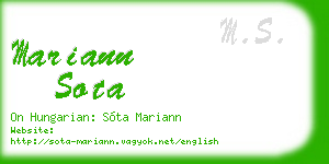 mariann sota business card